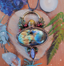 Load image into Gallery viewer, Hawthorn Healer of the Heart Talisman ~ Rutilated Quartz, Labradorite &amp; Rainbow Moonstone