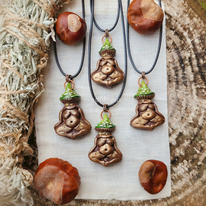 Divine Masculine Feminine Harmony Mushrooms ~ Clay Talisman