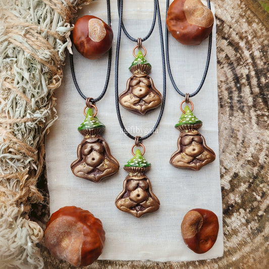 Divine Masculine Feminine Harmony Mushrooms ~ Clay Talisman