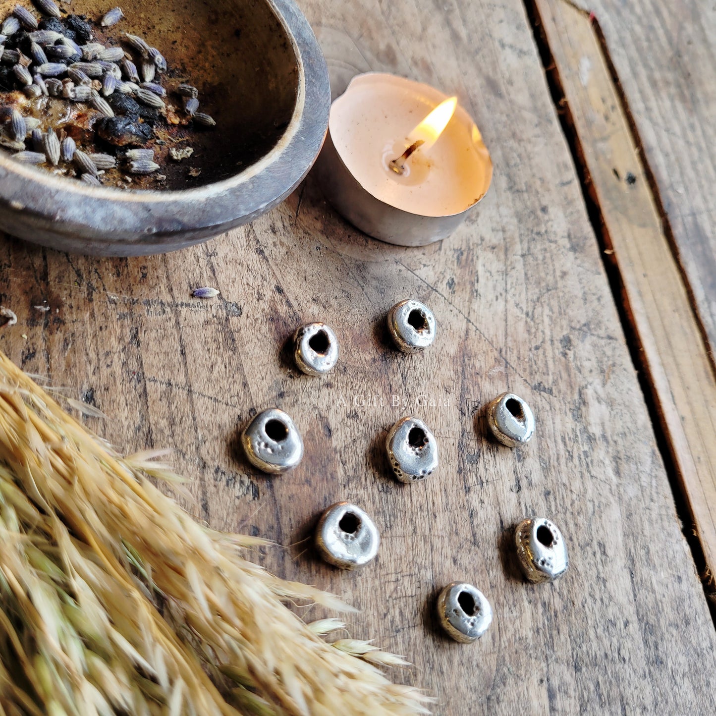 Stackable Hag stone Talismans ~ Recycled Fine Solid Silver