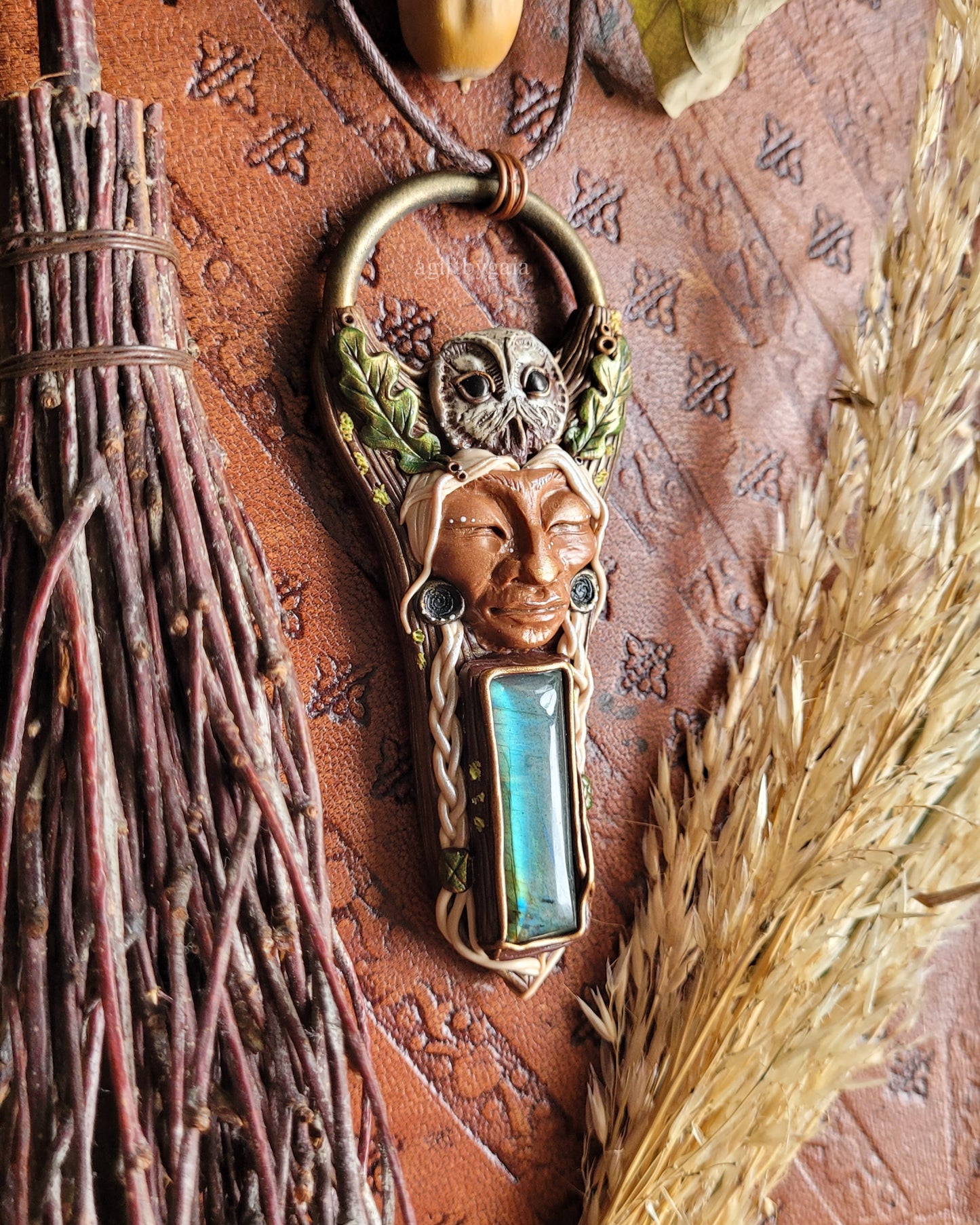 Wise Crone & Tawny Owl Talisman ~ Labradorite