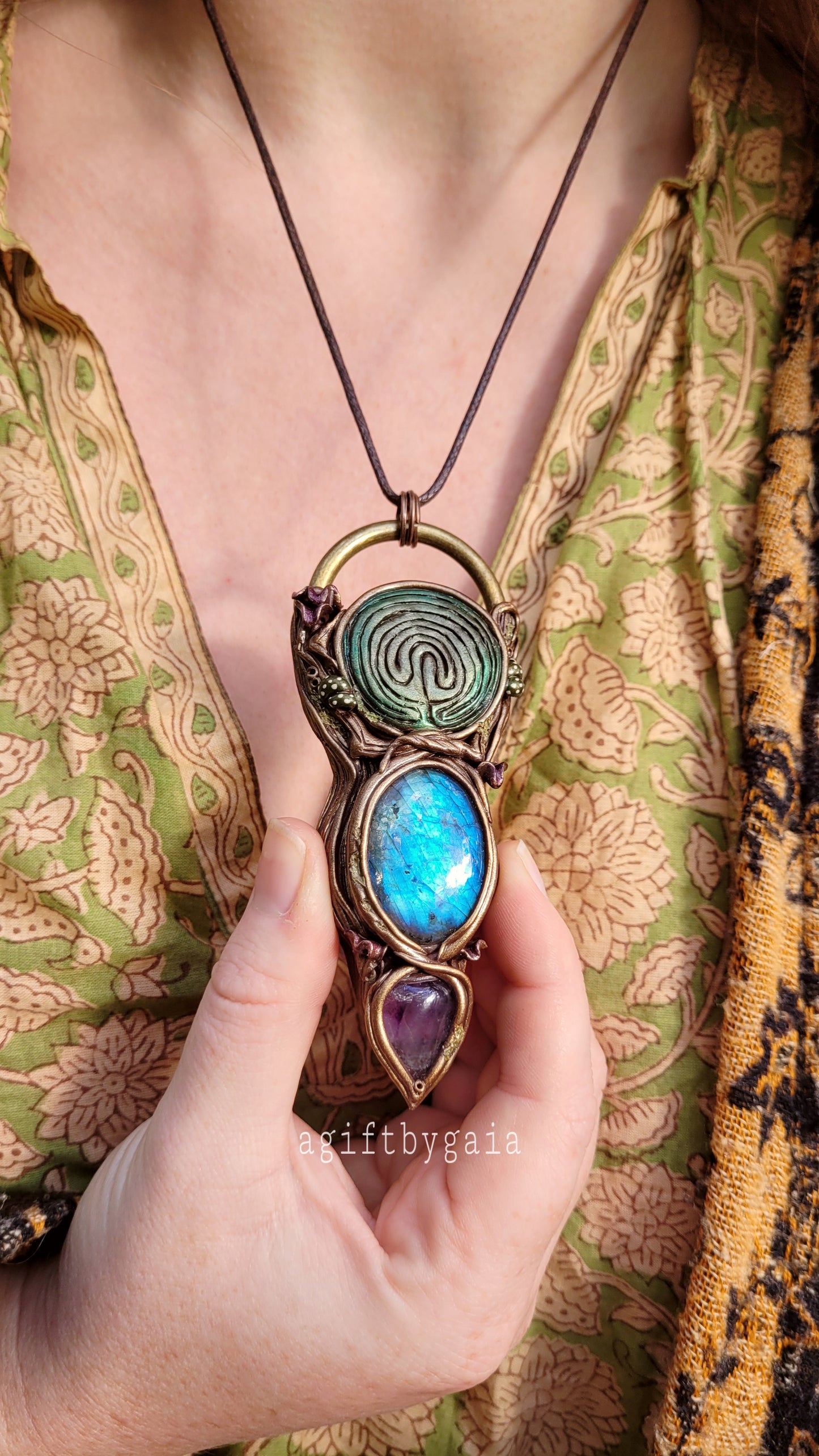 The Labyrinth Talisman ~ Amethyst & Blue Labradorite