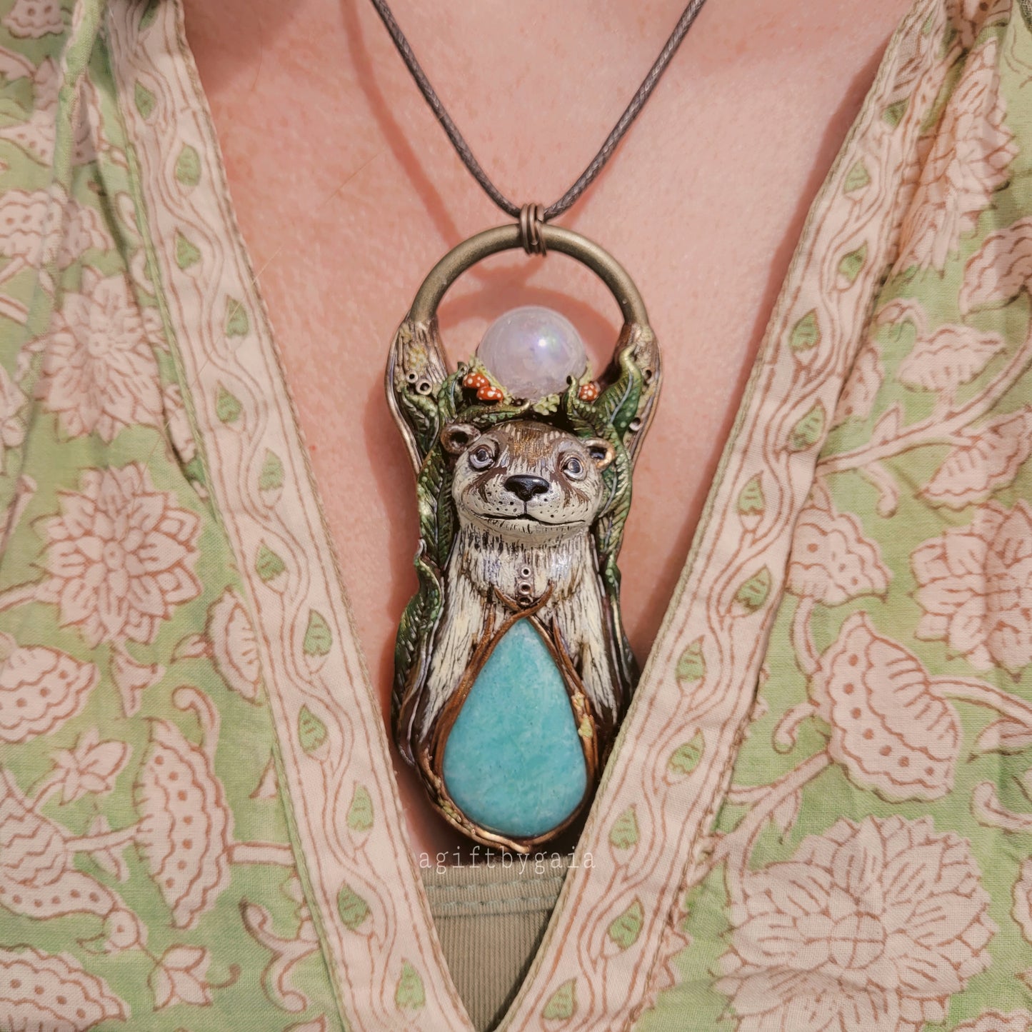 Otter in the Reeds Talisman ~ Aura Rose Quartz & Amazonite