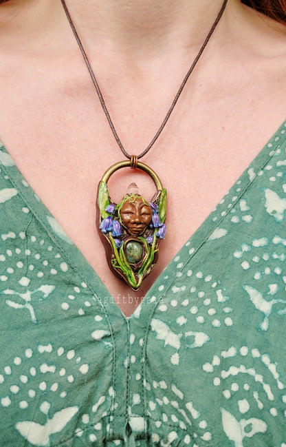 Spirit of Bluebell Talisman ~ Emerald & Clear Quartz