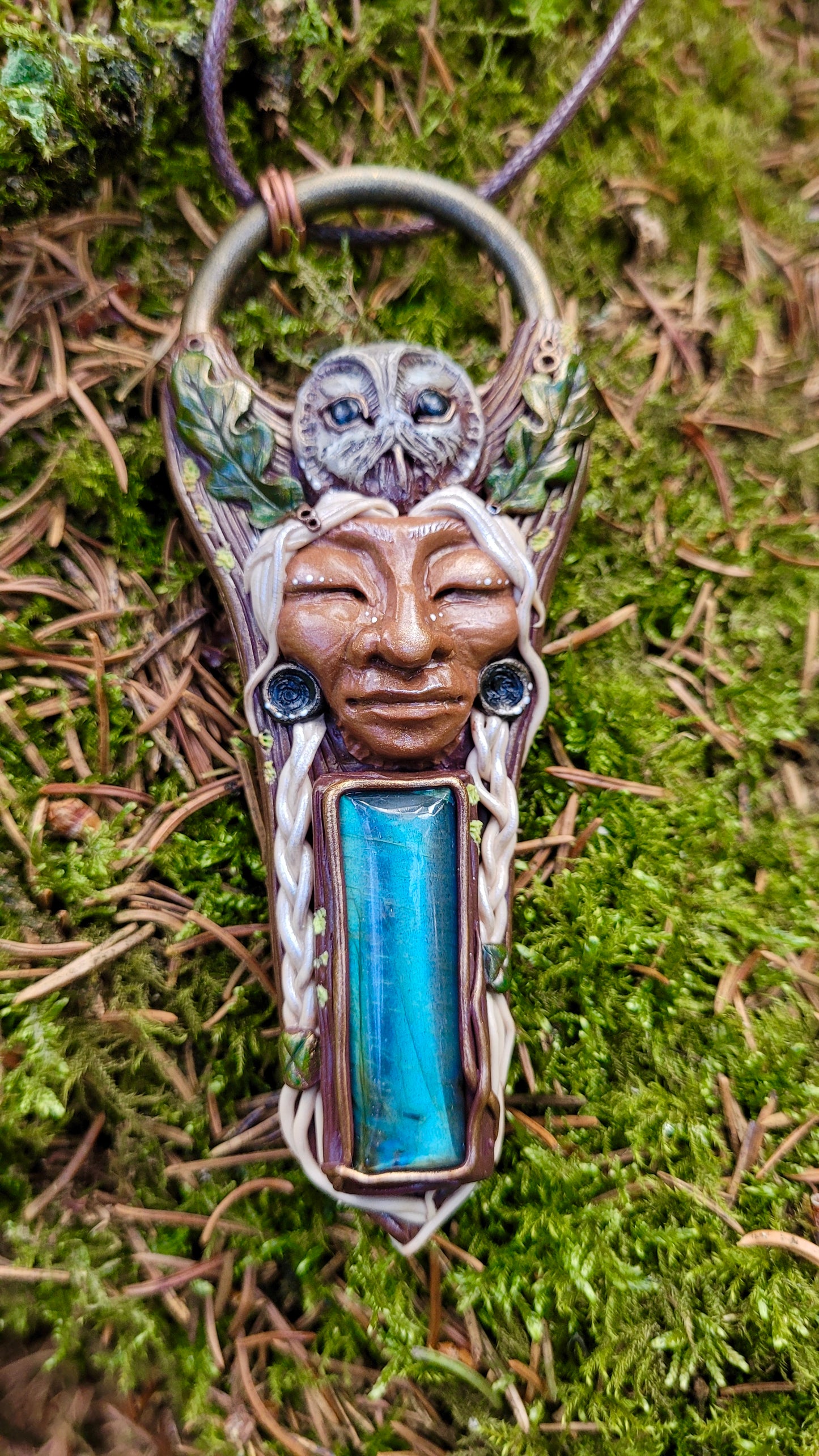 Wise Crone & Tawny Owl Talisman ~ Labradorite