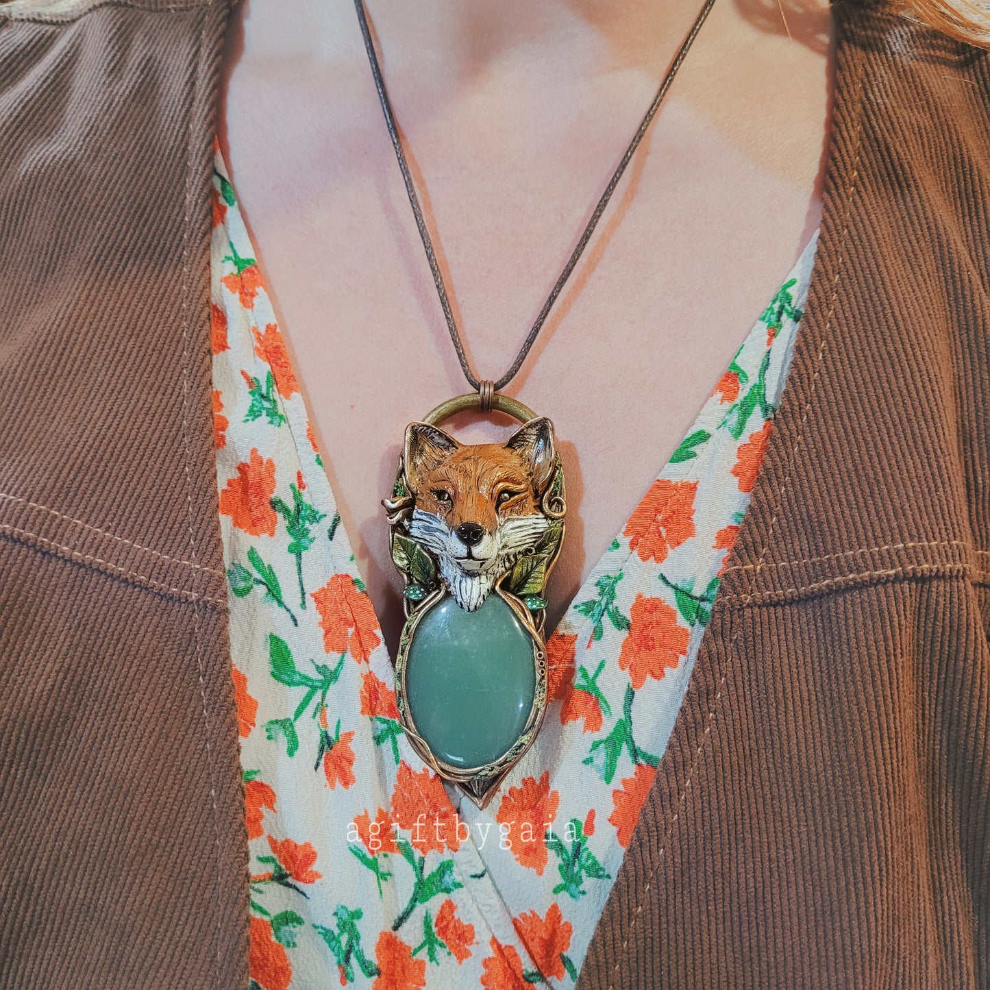 Fox in the Hedgerow ~ Green Aventurine