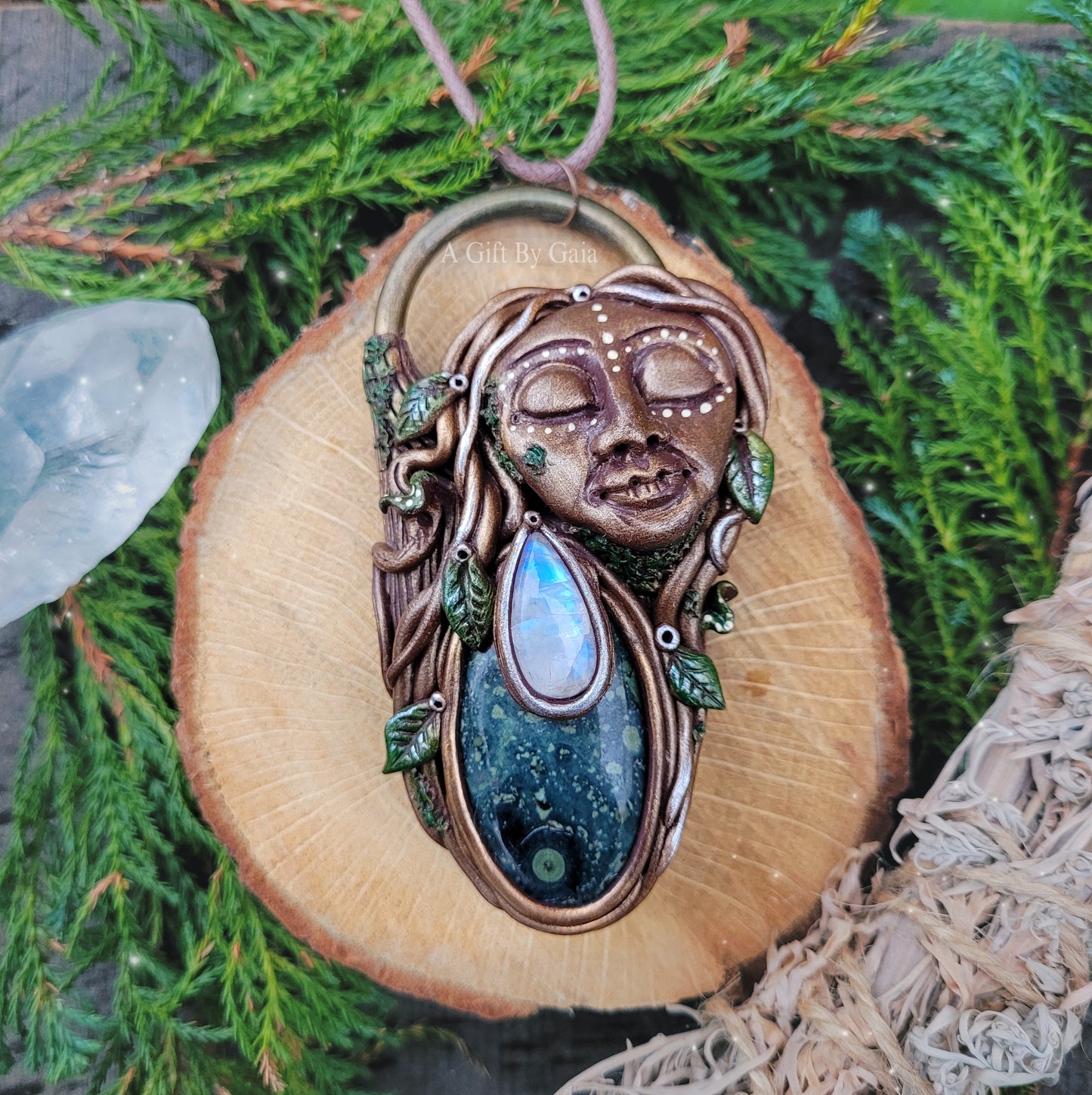 Earth Goddess Talisman ~ Kambaba Jasper and Rainbow Moonstone