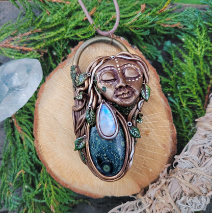 Earth Goddess Talisman ~ Kambaba Jasper and Rainbow Moonstone