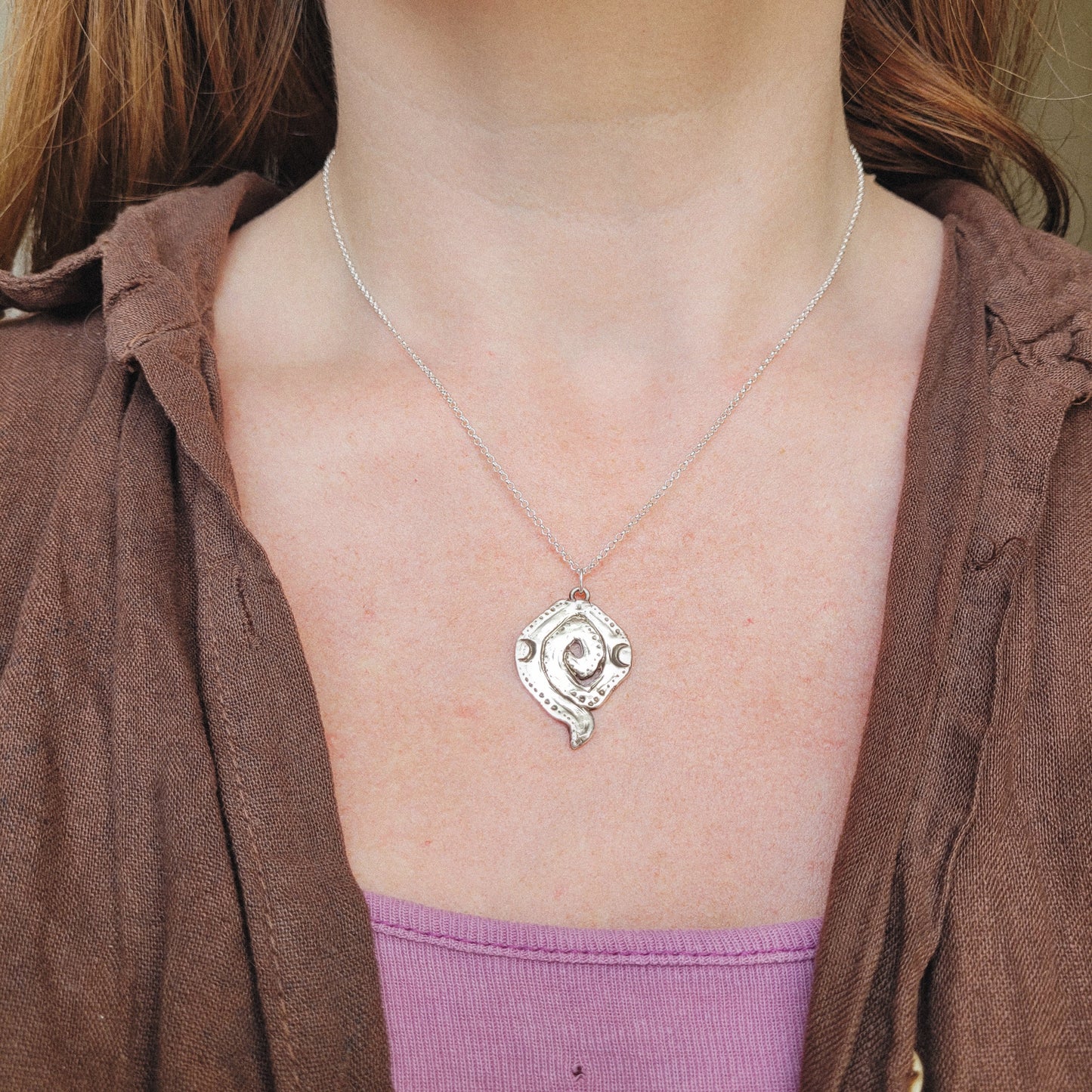 Witch’s Spiral Talisman Pendant ~ Fine Recycled Solid Silver