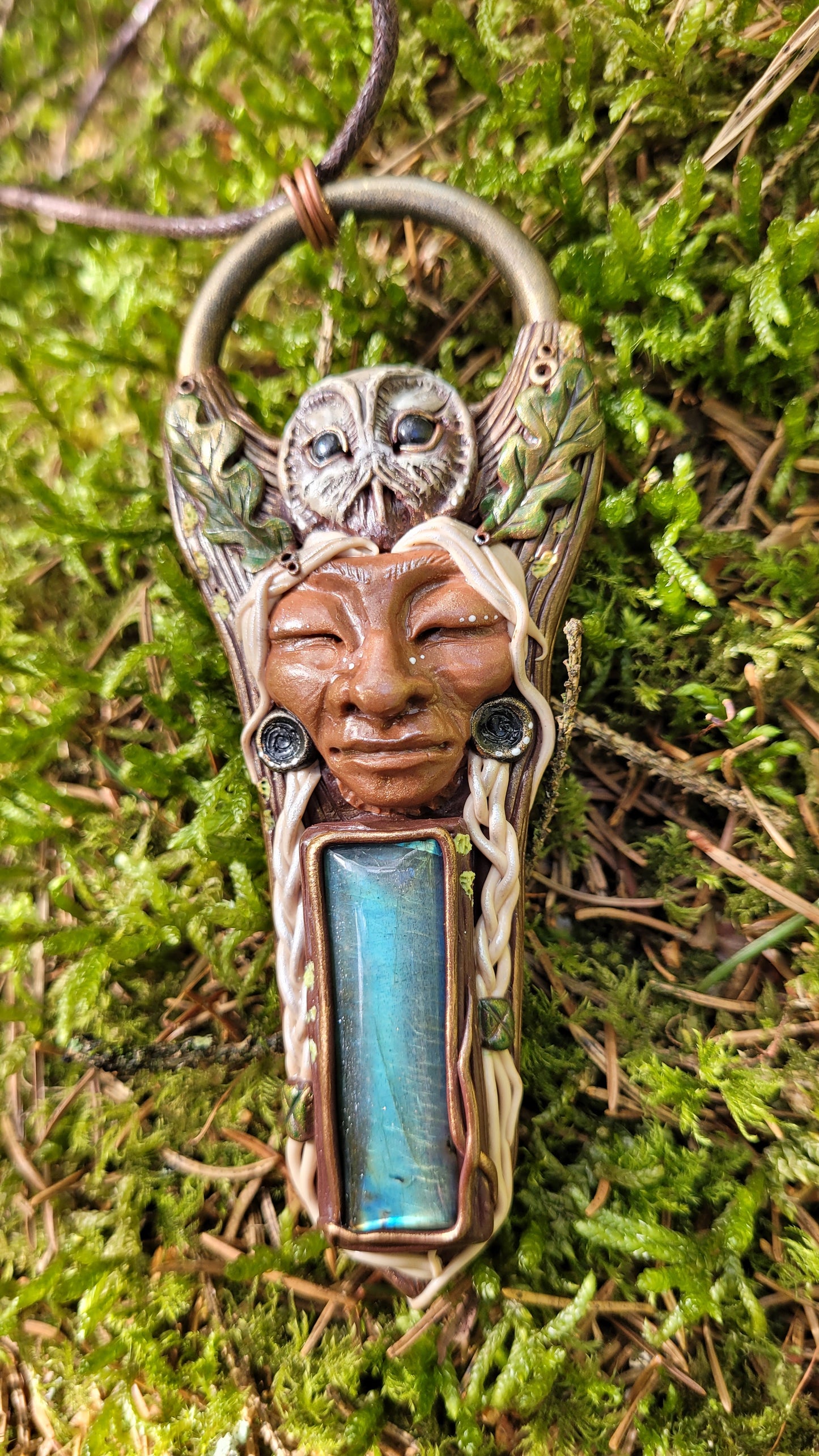 Wise Crone & Tawny Owl Talisman ~ Labradorite