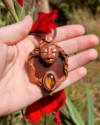 Fire Goddess Talisman Pendant ~ Carnelian & Natural Citrine