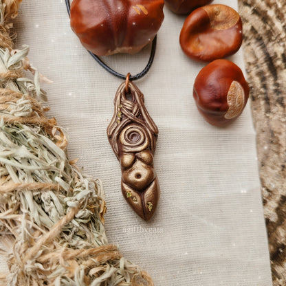 Earthy Tree Spiral Goddess ~ Clay Talisman