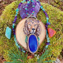 Load image into Gallery viewer, Brave Lion Sage Crystal Beaded Talisman ~ Lapis Lazuli, Turquoise, Citrine, Amethyst &amp; Green Aventurine