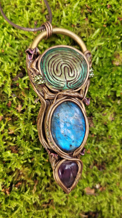 The Labyrinth Talisman ~ Amethyst & Blue Labradorite