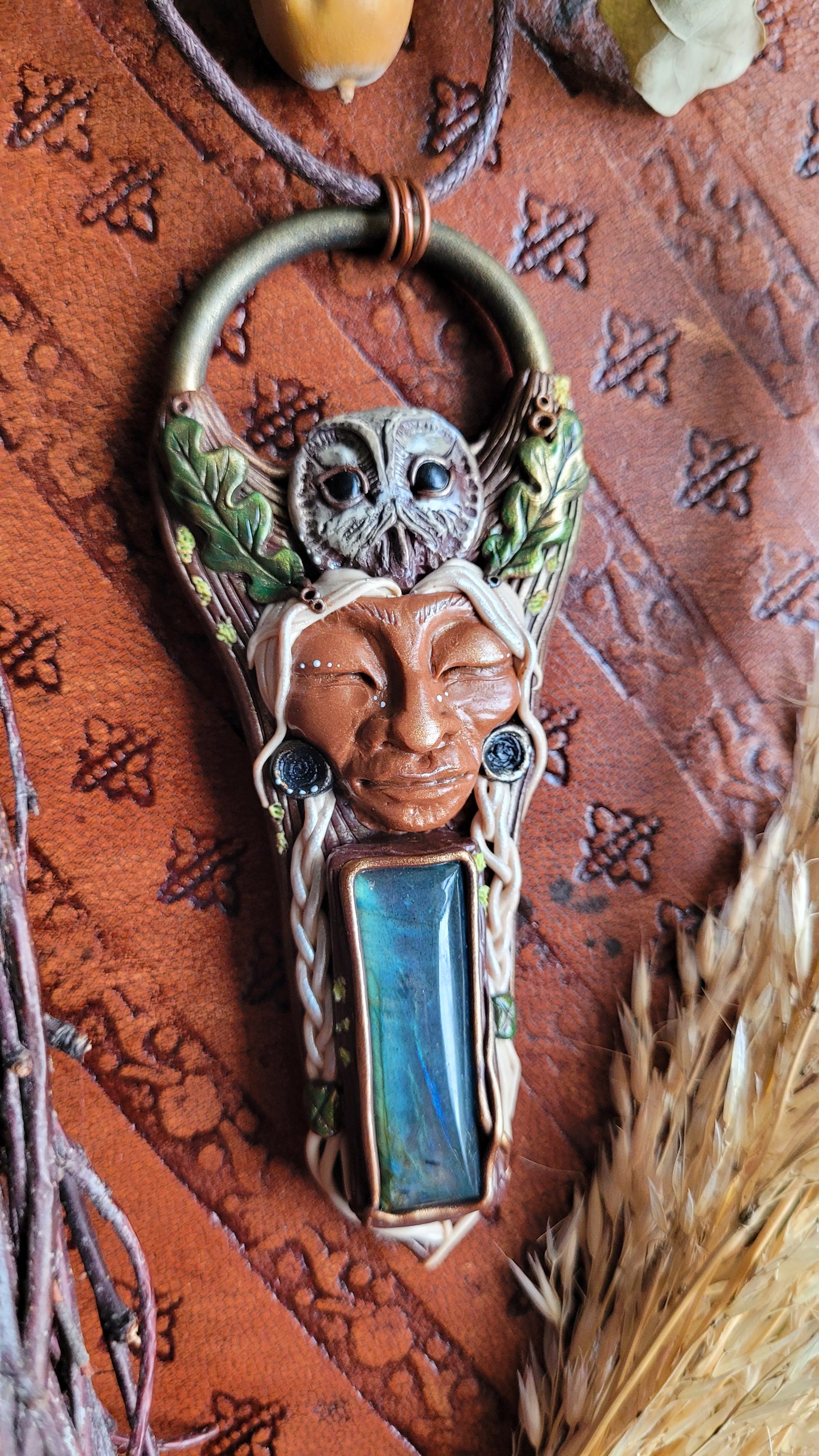 Wise Crone & Tawny Owl Talisman ~ Labradorite