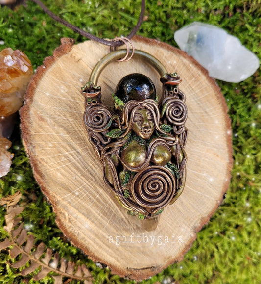 The Spiral Goddess Talisman ~ Rainbow Smokey Quartz & Natural Citrine