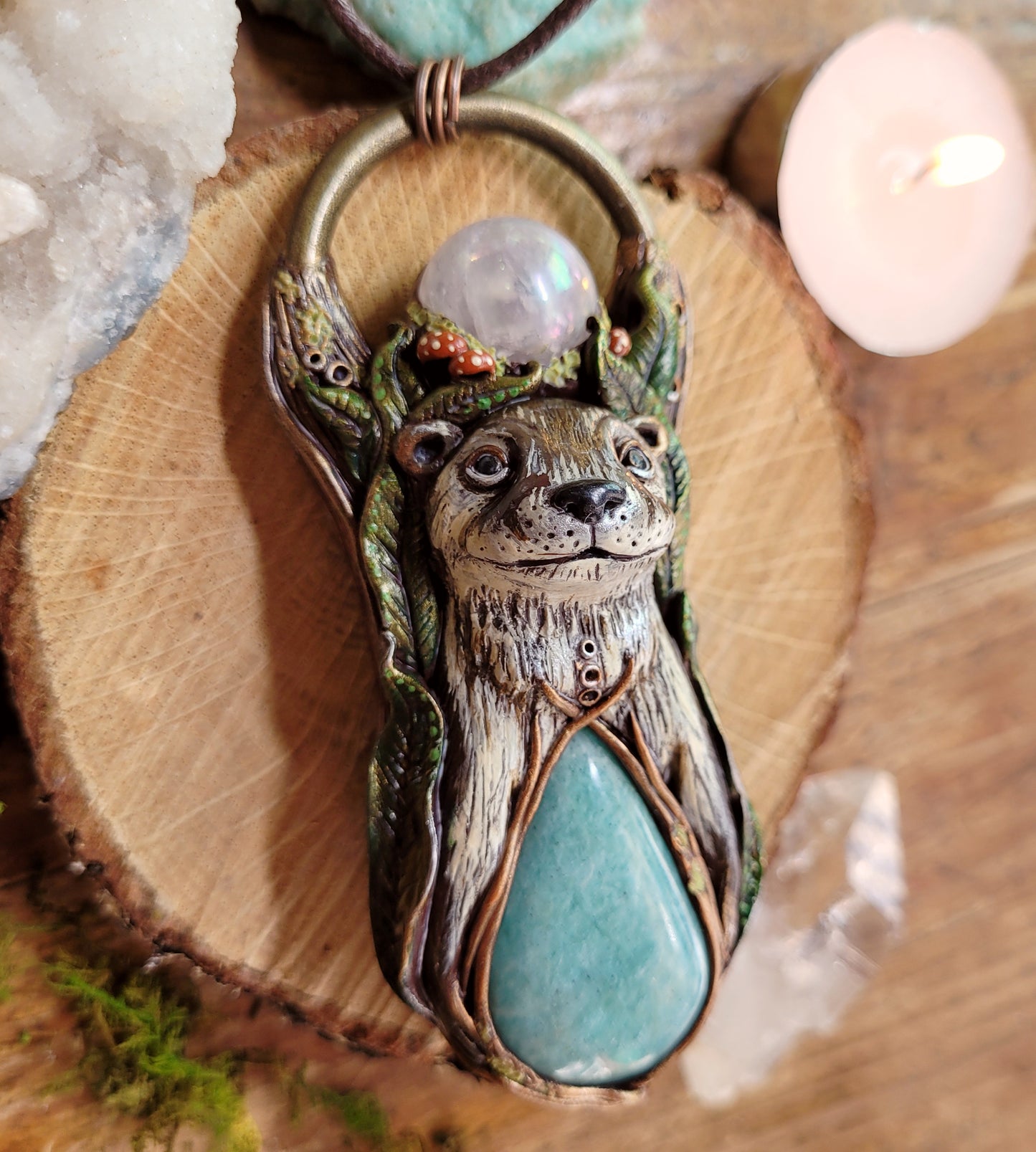 Otter in the Reeds Talisman ~ Aura Rose Quartz & Amazonite