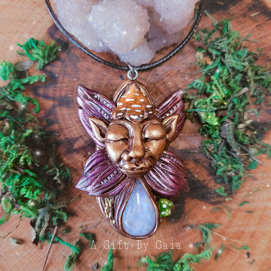 Fairy Pendant Talisman ~ Rainbow Moonstone