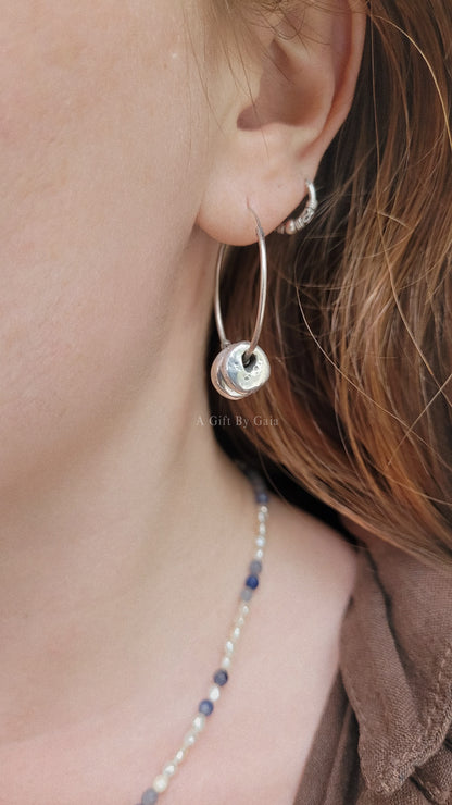 Stackable Hag stone Talismans ~ Recycled Fine Solid Silver