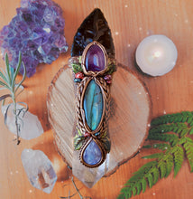 Load image into Gallery viewer, Magick Crystal Athame ~ Obsidian, Amethyst, Labradorite, Rainbow Moonstone &amp; Clear Quartz