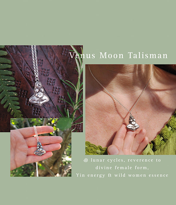 Venus Moon Talisman ~ Fine recycled Silver