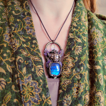 Cosmic Earth Faery Talisman ~ Labradorite & Quartz