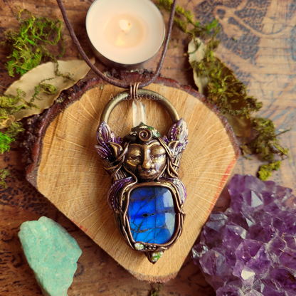 Cosmic Earth Faery Talisman ~ Labradorite & Quartz