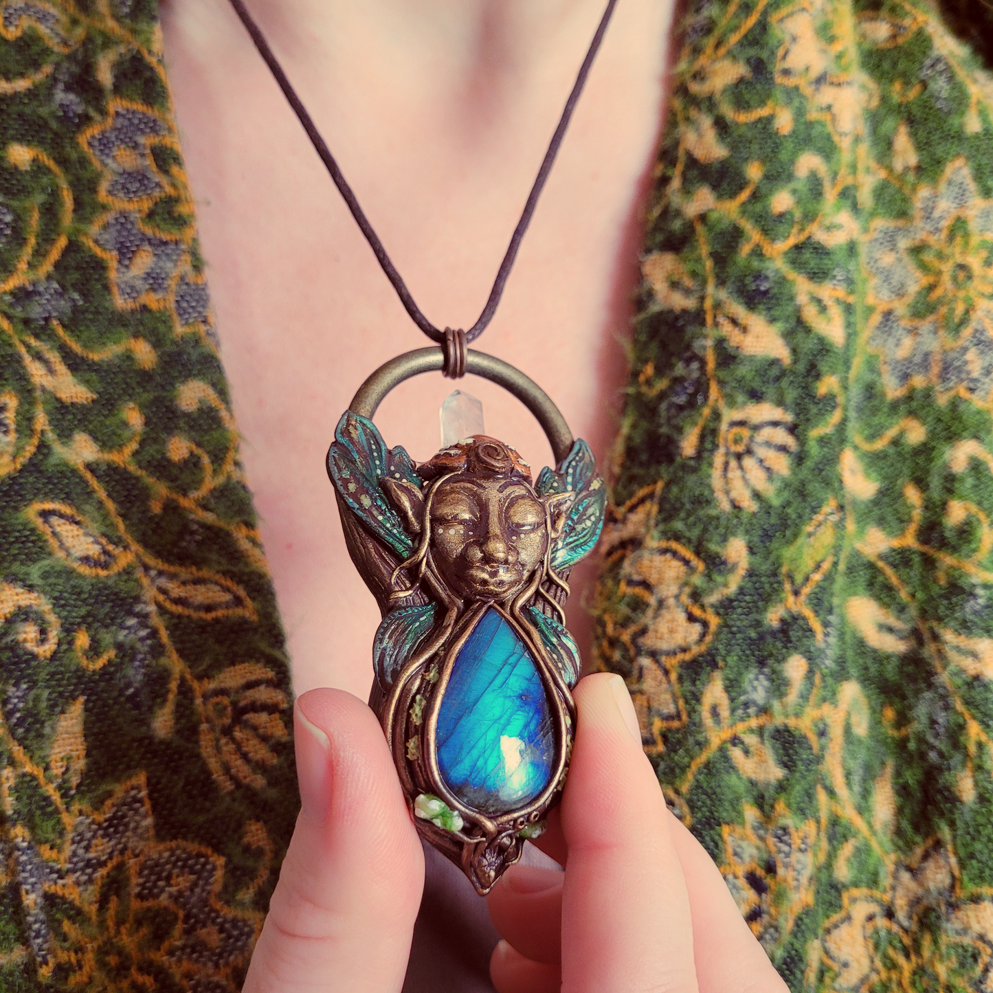 Cosmic Earth Faery Talisman ~ Labradorite & Quartz