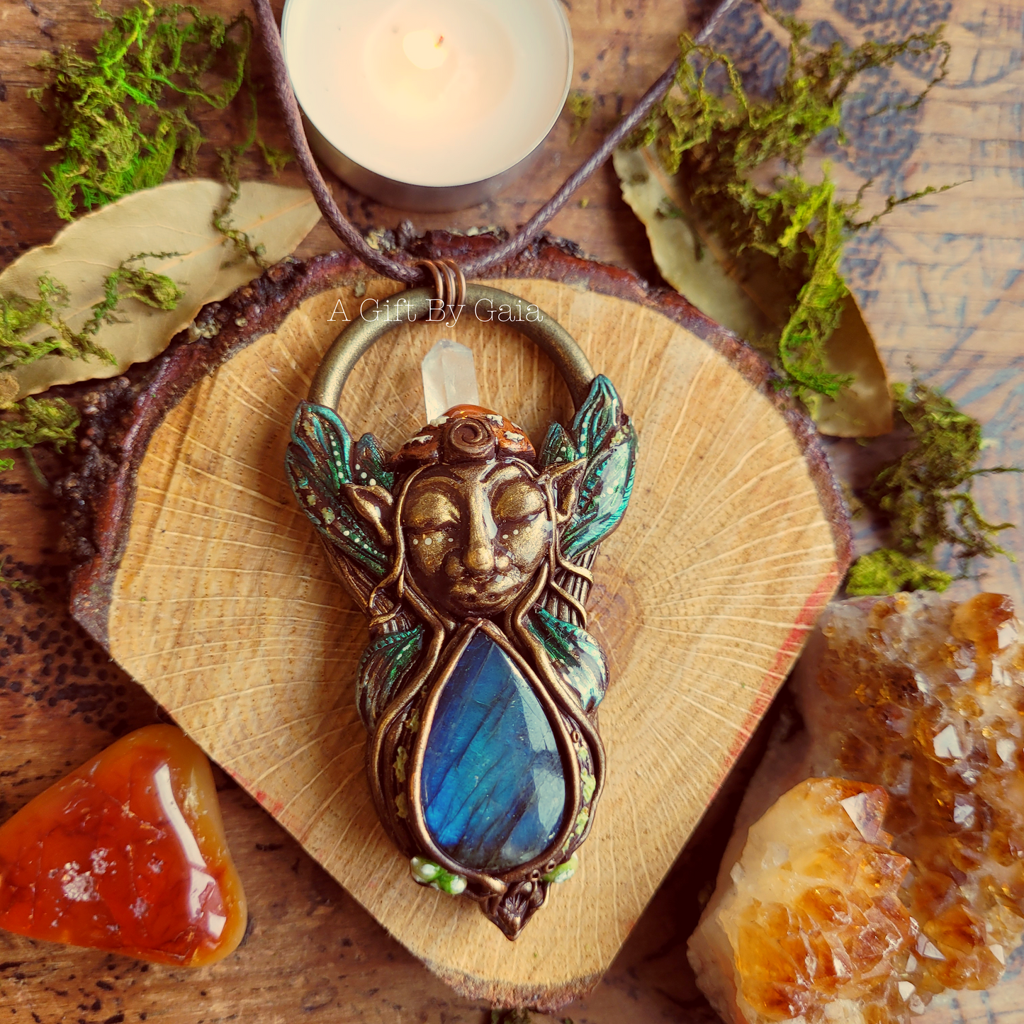 Cosmic Earth Faery Talisman ~ Labradorite & Quartz