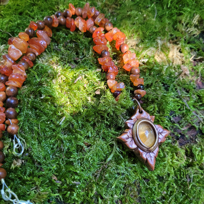 Autumn Maple Leaf Talisman ~ Citrine, Garnet, Carnelian & Sandalwood