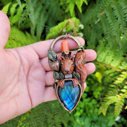 Red Squirrel Animal Talisman ~ Labradorite