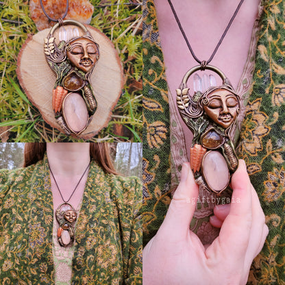 Goddess of the Crops Abundance Talisman (limited edition) ~ Clear Quartz, Rose Quartz & natural Citrine