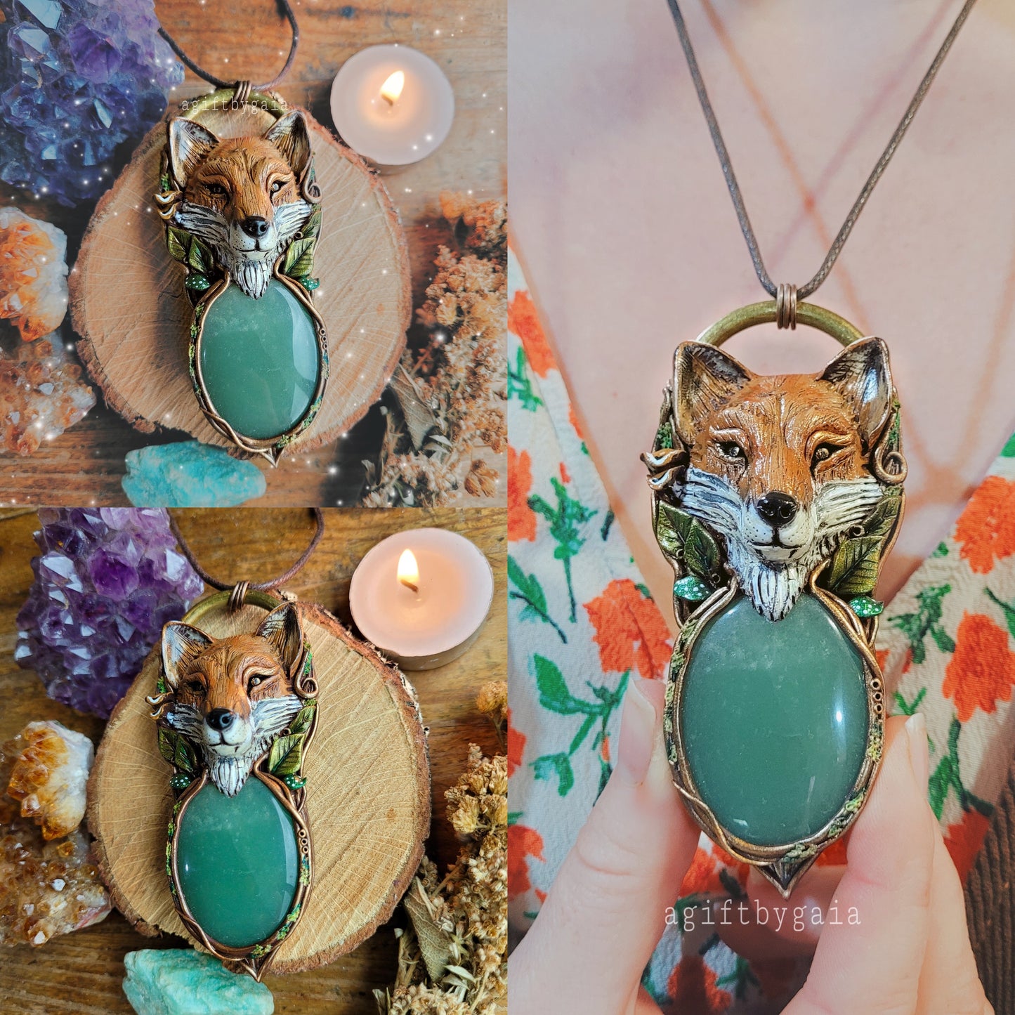 Fox in the Hedgerow ~ Green Aventurine