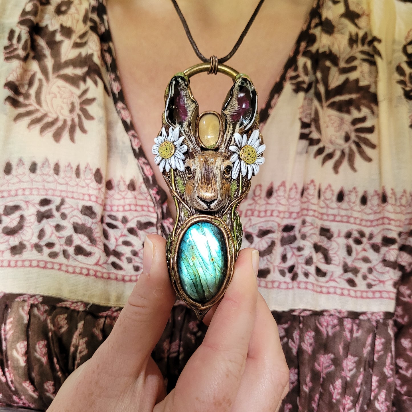 Hare in the Daises Talisman ~ Labradorite & Natural Citrine