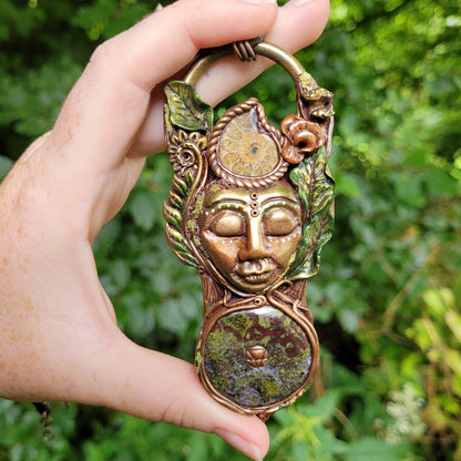 Earth Mother Goddess Talisman ~ Dragons Blood & Ammonite