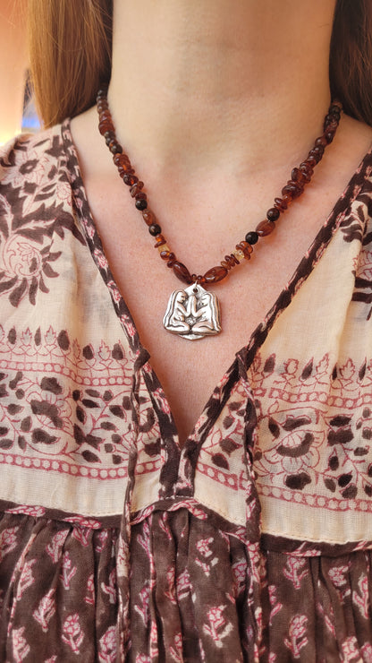 The Sisterhood Talisman ~ Fine recycled Silver with Peach Garnet & Sandalwood beads