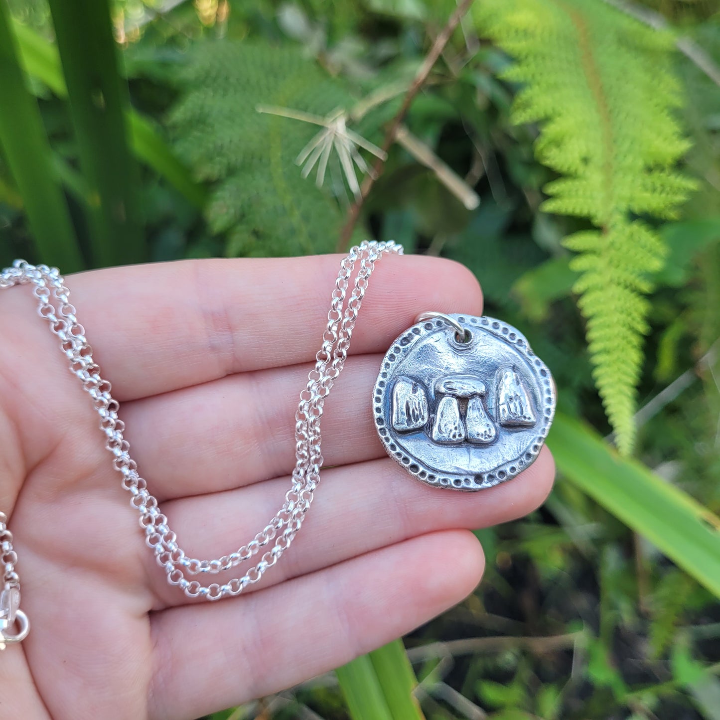 Stone Circle Coin Talisman ~ Fine recycled Silver