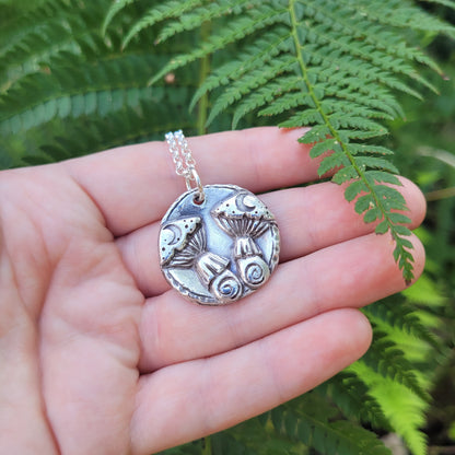 Fungi Spirit Coin Talisman ~ Fine recycled Silver