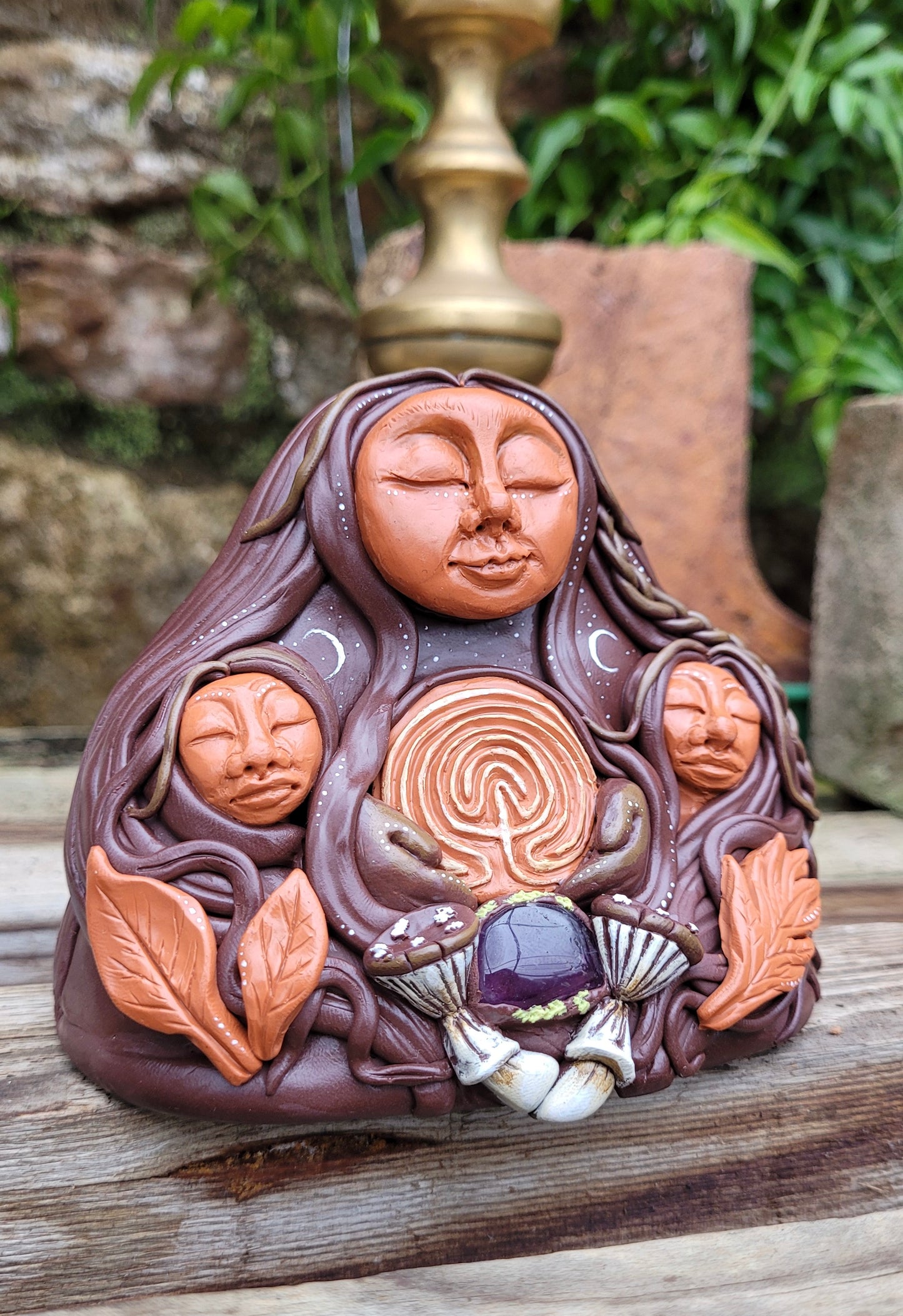 Sisters of the Labyrinth, Earth, Moon & Stars ~ OOAK art sculpture