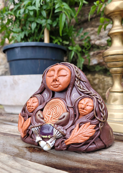 Sisters of the Labyrinth, Earth, Moon & Stars ~ OOAK art sculpture