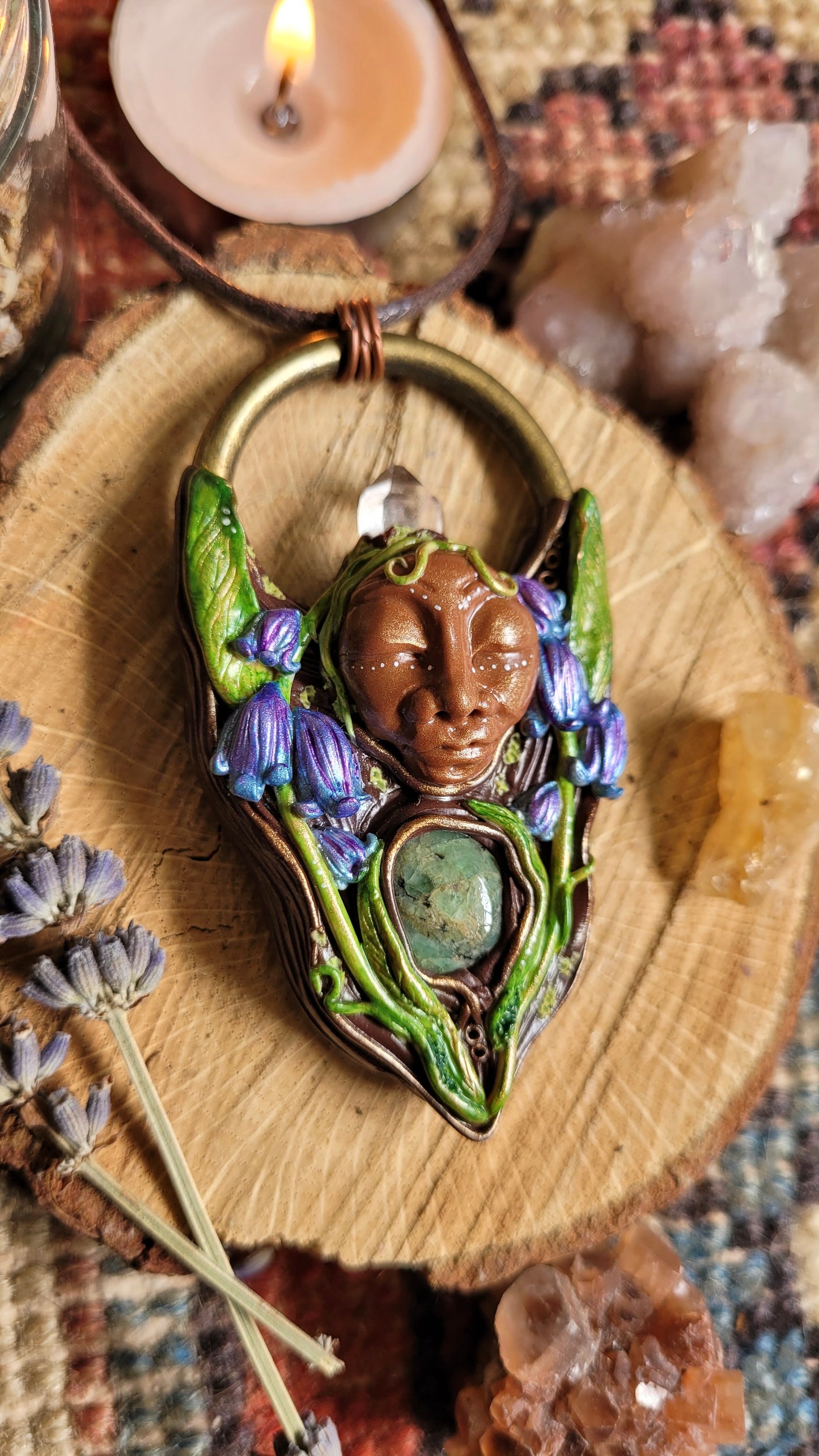 Spirit of Bluebell Talisman ~ Emerald & Clear Quartz