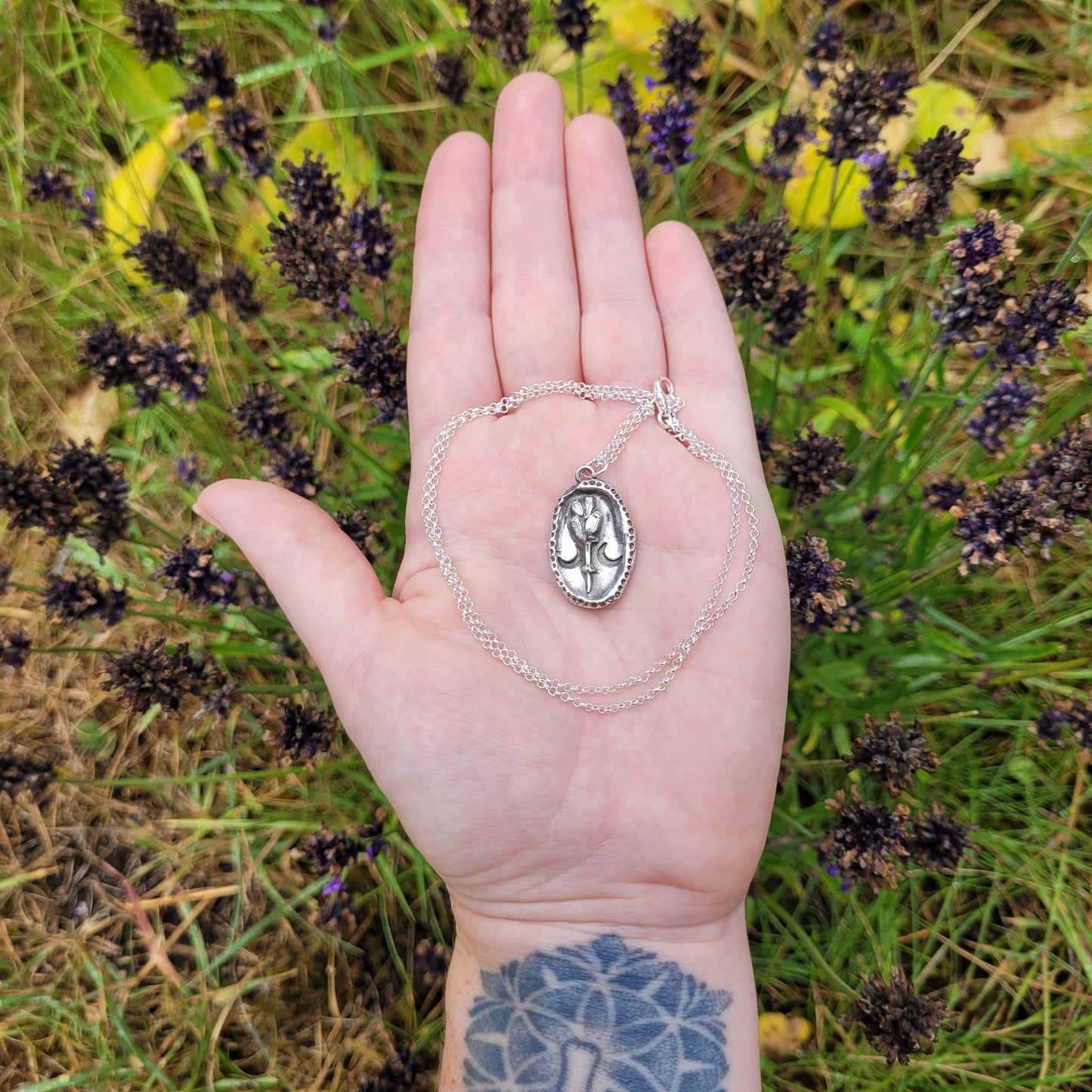 Luna Lavender Coin Talisman ~ Fine Silver