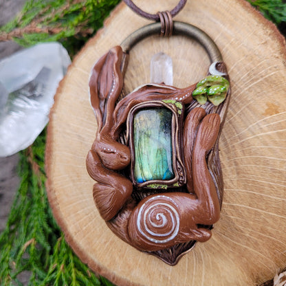 Sleeping Lunar Hare Fungi Talisman ~ Labradorite
