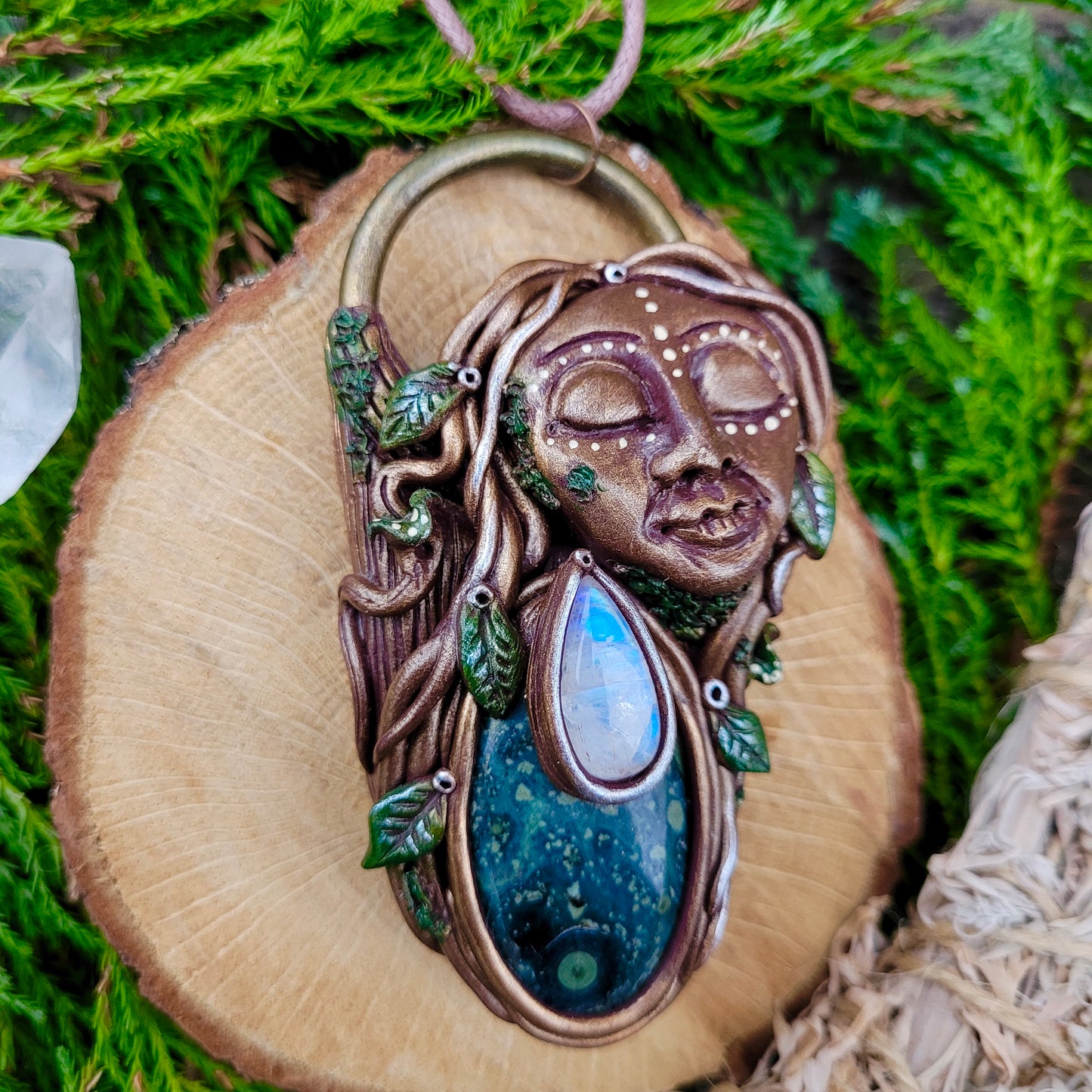 Earth Goddess Talisman ~ Kambaba Jasper and Rainbow Moonstone