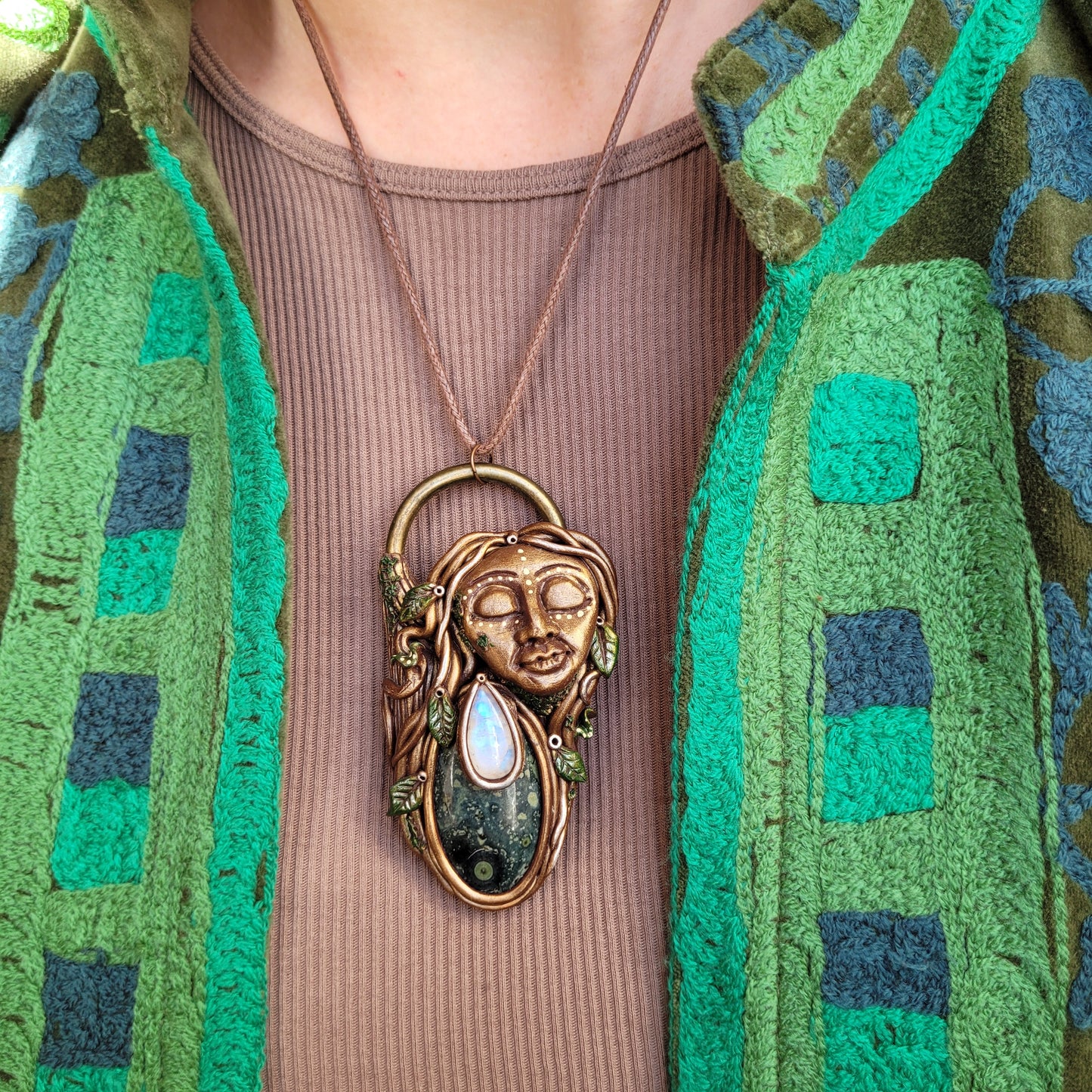 Earth Goddess Talisman ~ Kambaba Jasper and Rainbow Moonstone