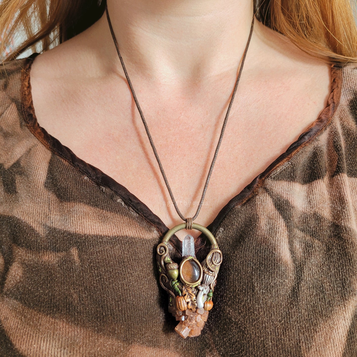 Fall Forest Talisman ~ Aragonite, Natural Citrine and Clear Quartz