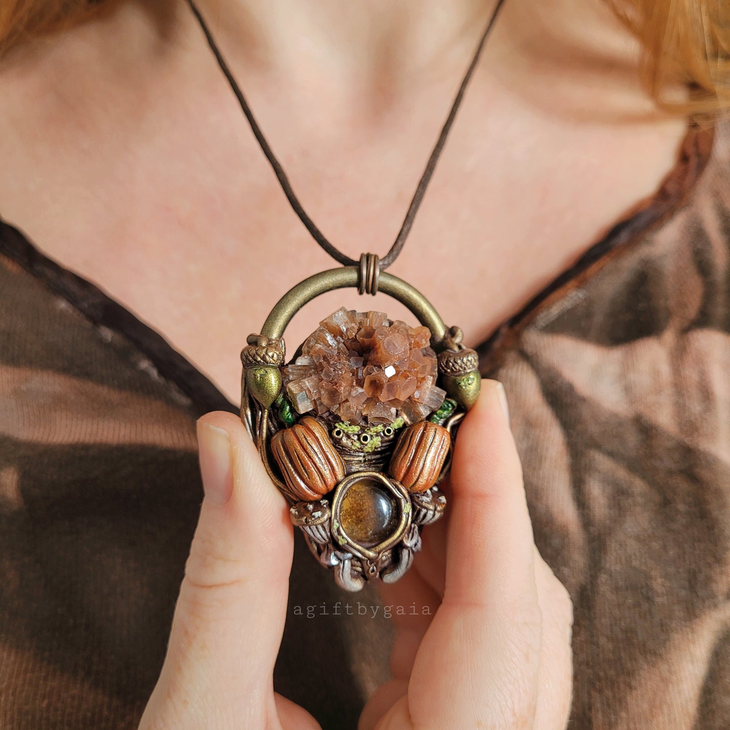 Forest Fall Talisman ~ Natural Citrine & Aragonite