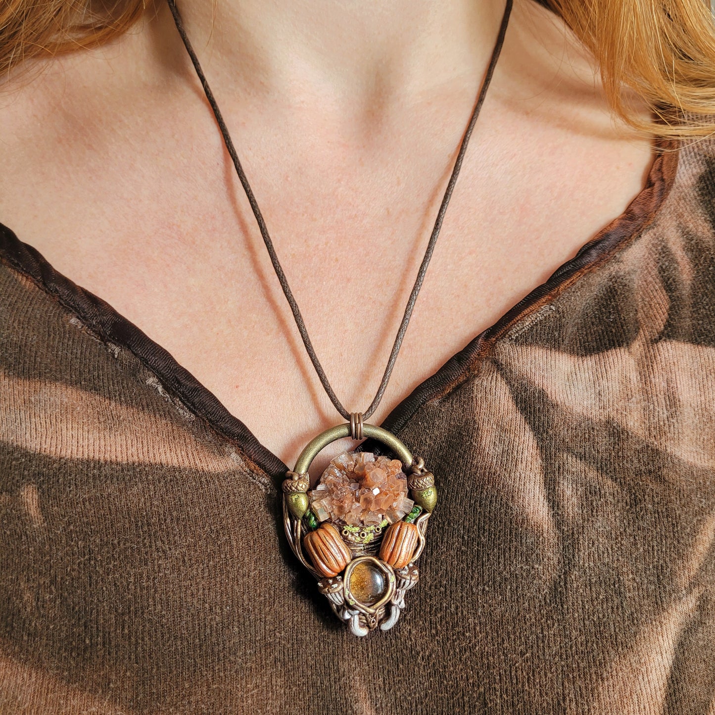 Forest Fall Talisman ~ Natural Citrine & Aragonite