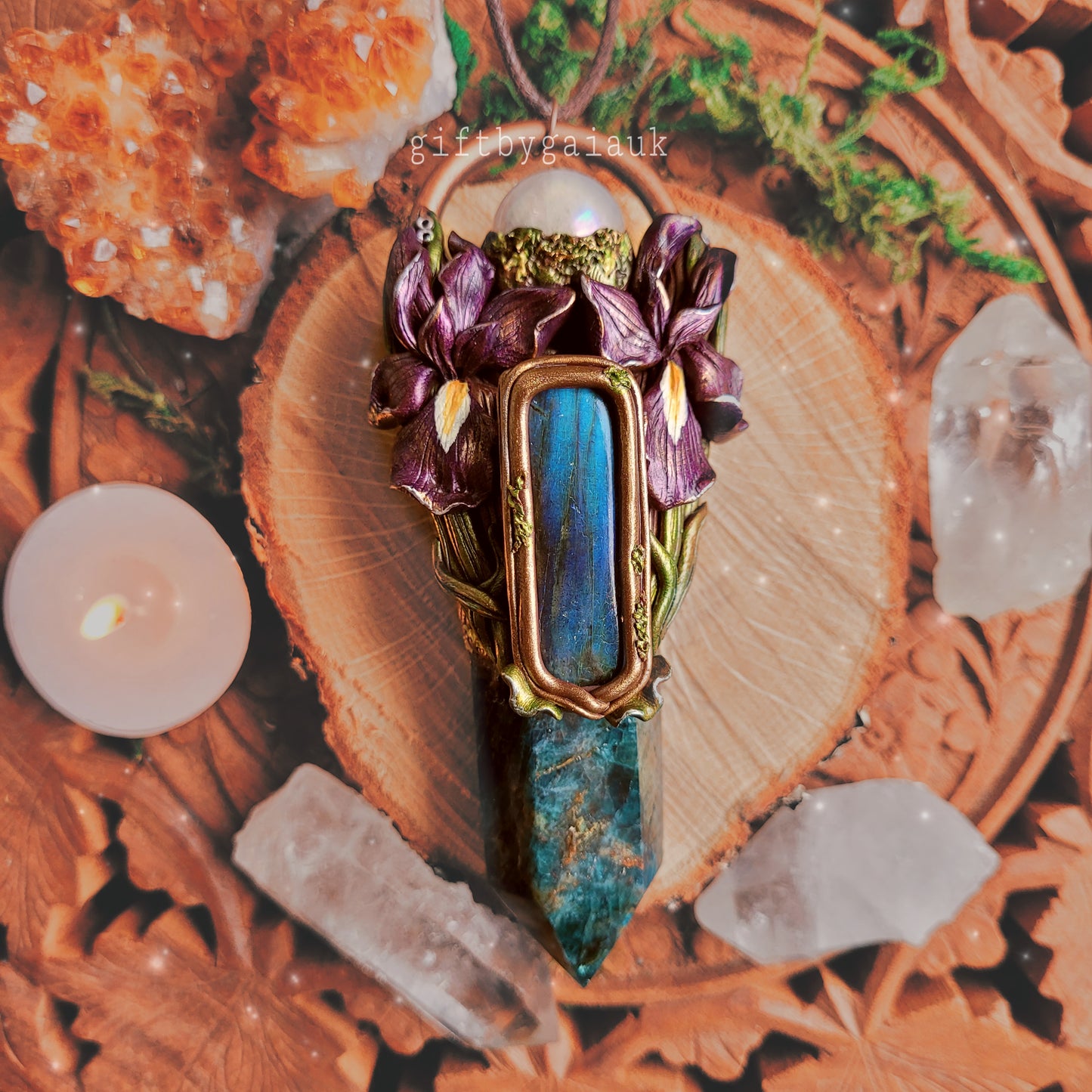 Wild Iris Talisman ~ Blue Apatite, Labradorite & Aura Rose Quartz