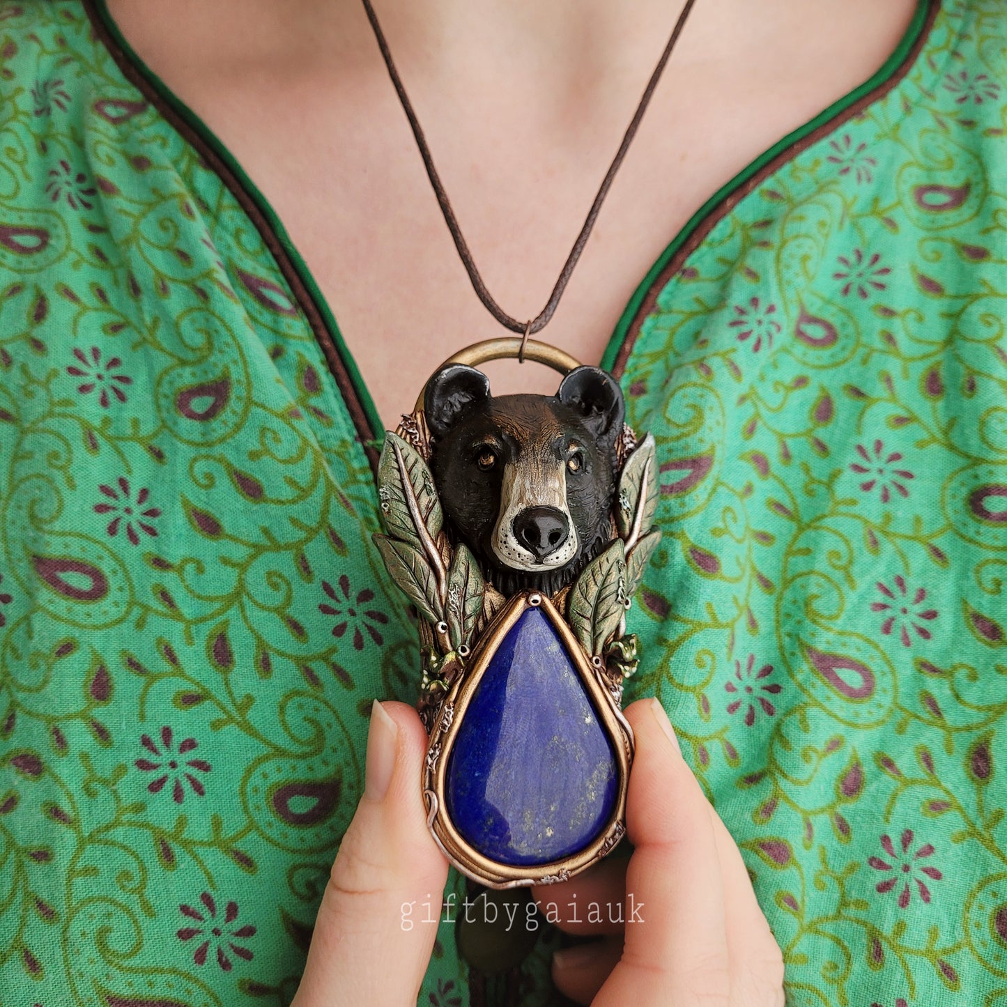 Black Bear in the Sage Brush Talisman ~ Lapis Lazuli